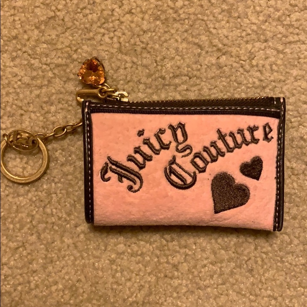 Juicy couture pink and brown velour coin purse